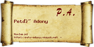 Pető Adony névjegykártya